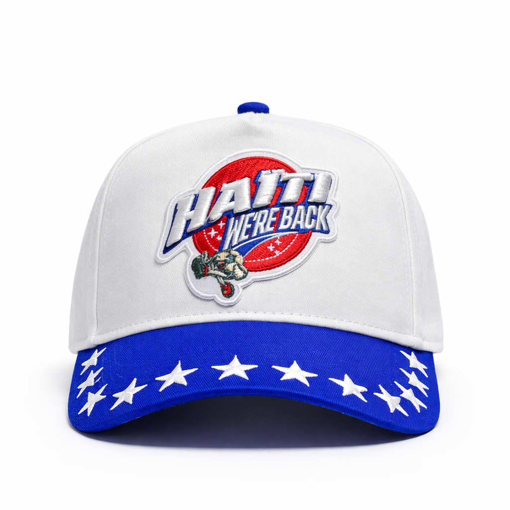 Adjustable Embroidered Baseball Cap We're Back Blue Brim Cap