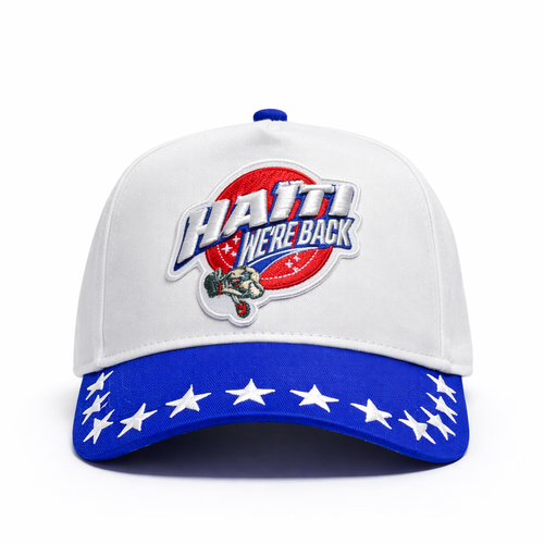 Adjustable Embroidered Baseball Cap We're Back Blue Brim Cap