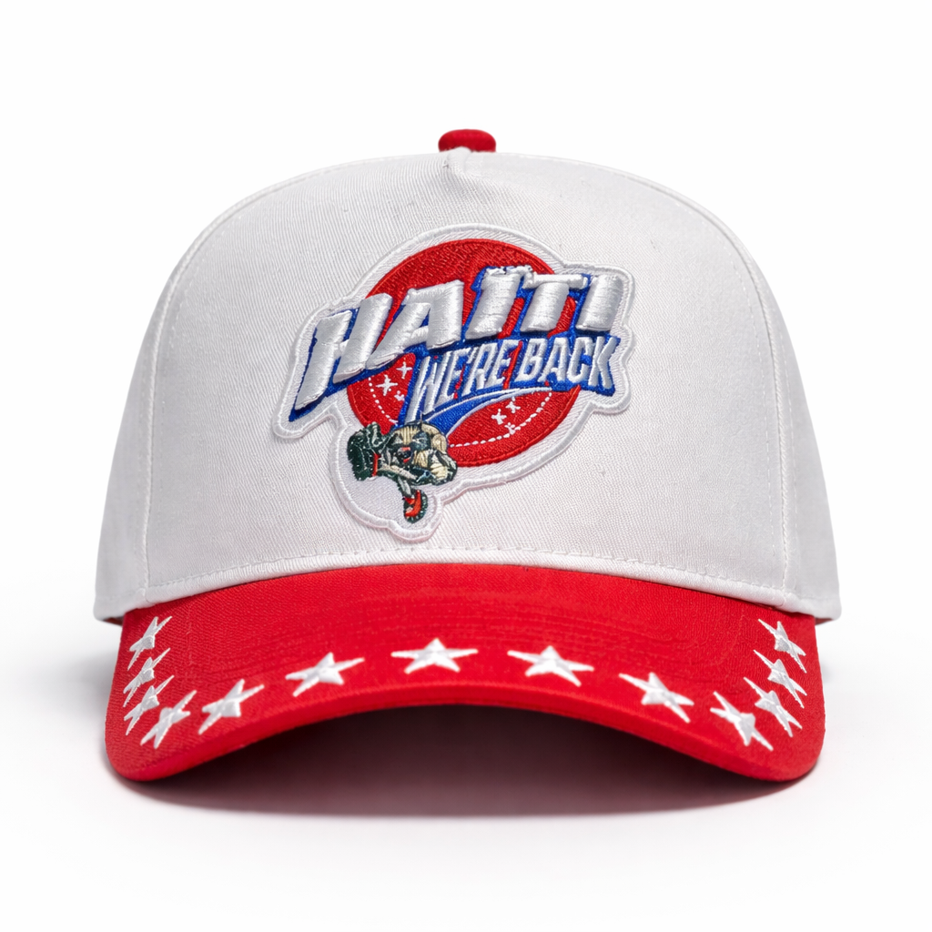 Adjustable Embroidered Baseball Cap We're Back Red Brim Cap