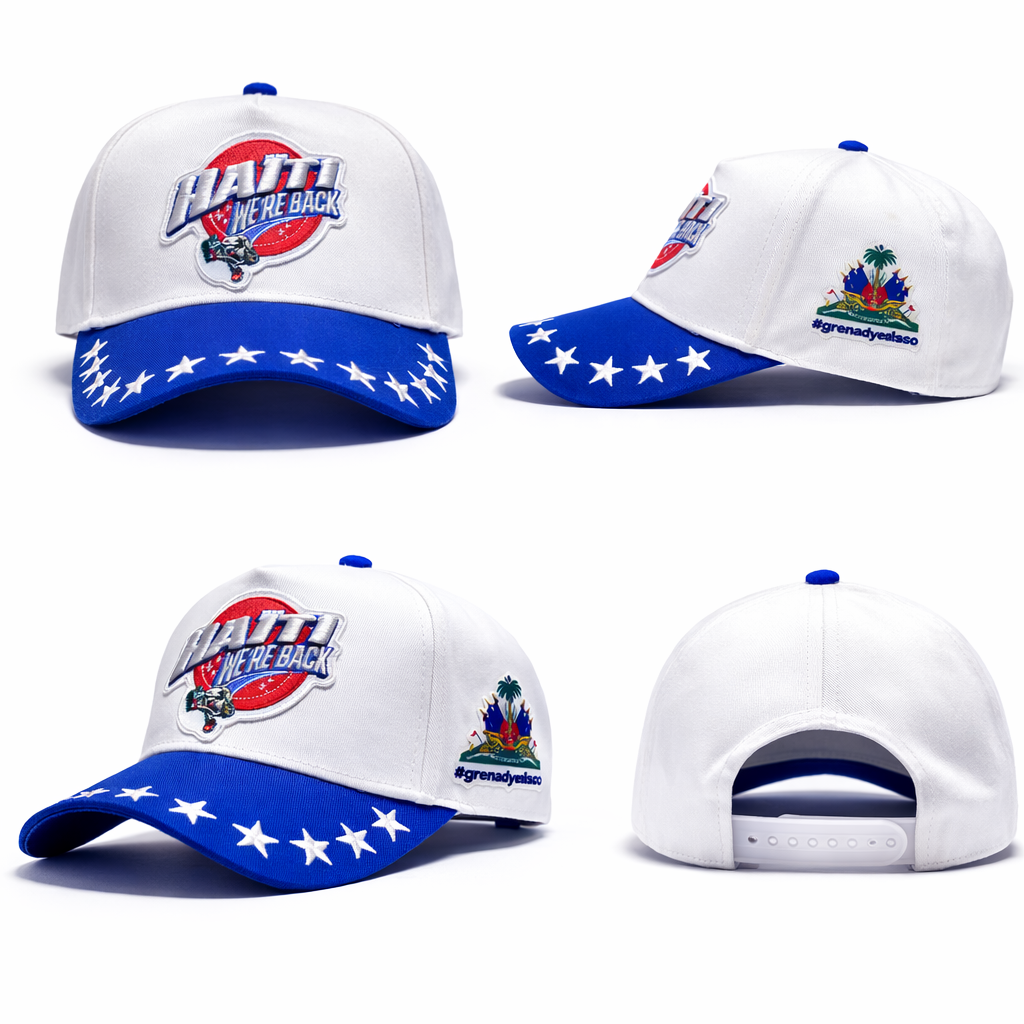 Adjustable Embroidered Baseball Cap We're Back Blue Brim Cap