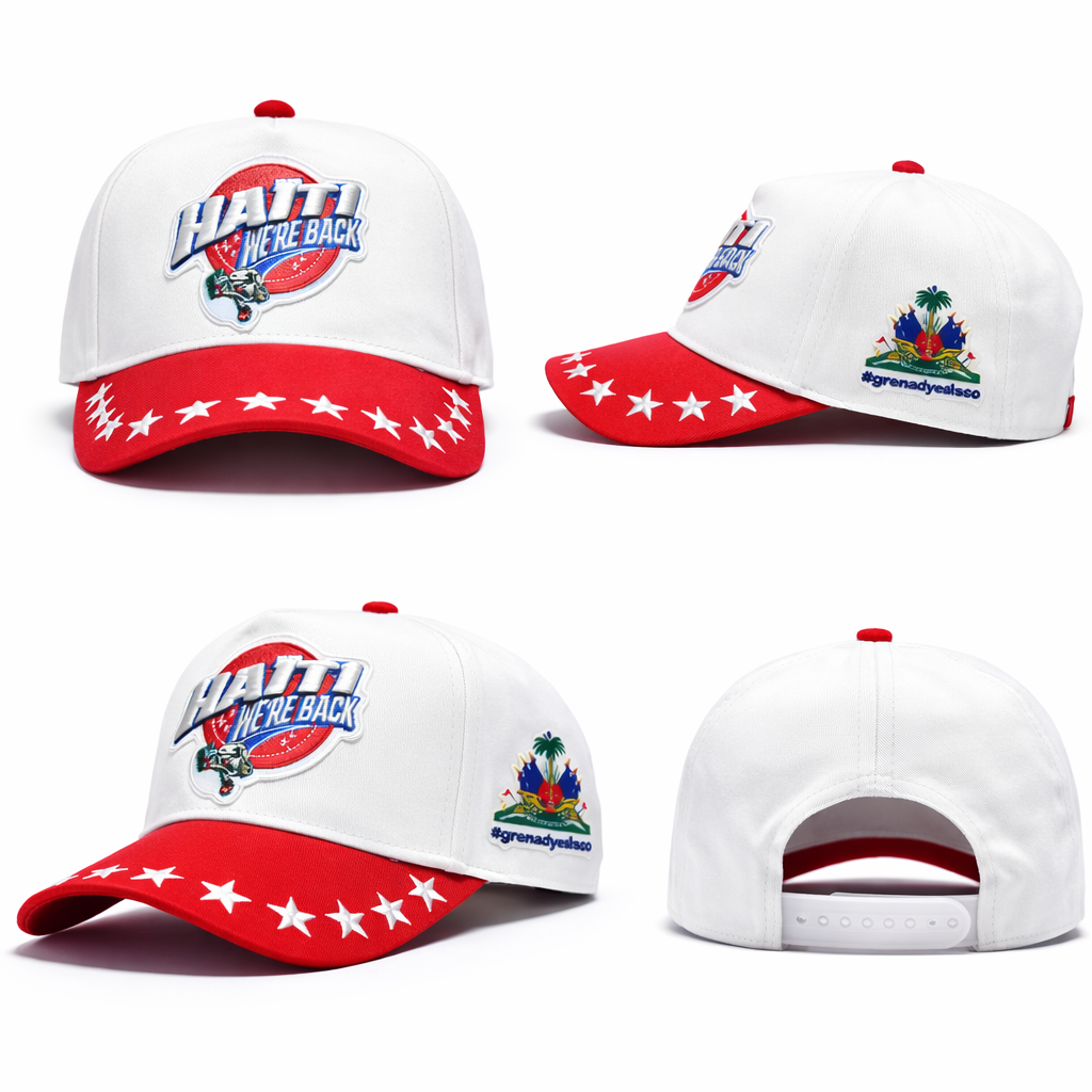 Adjustable Embroidered Baseball Cap We're Back Red Brim Cap