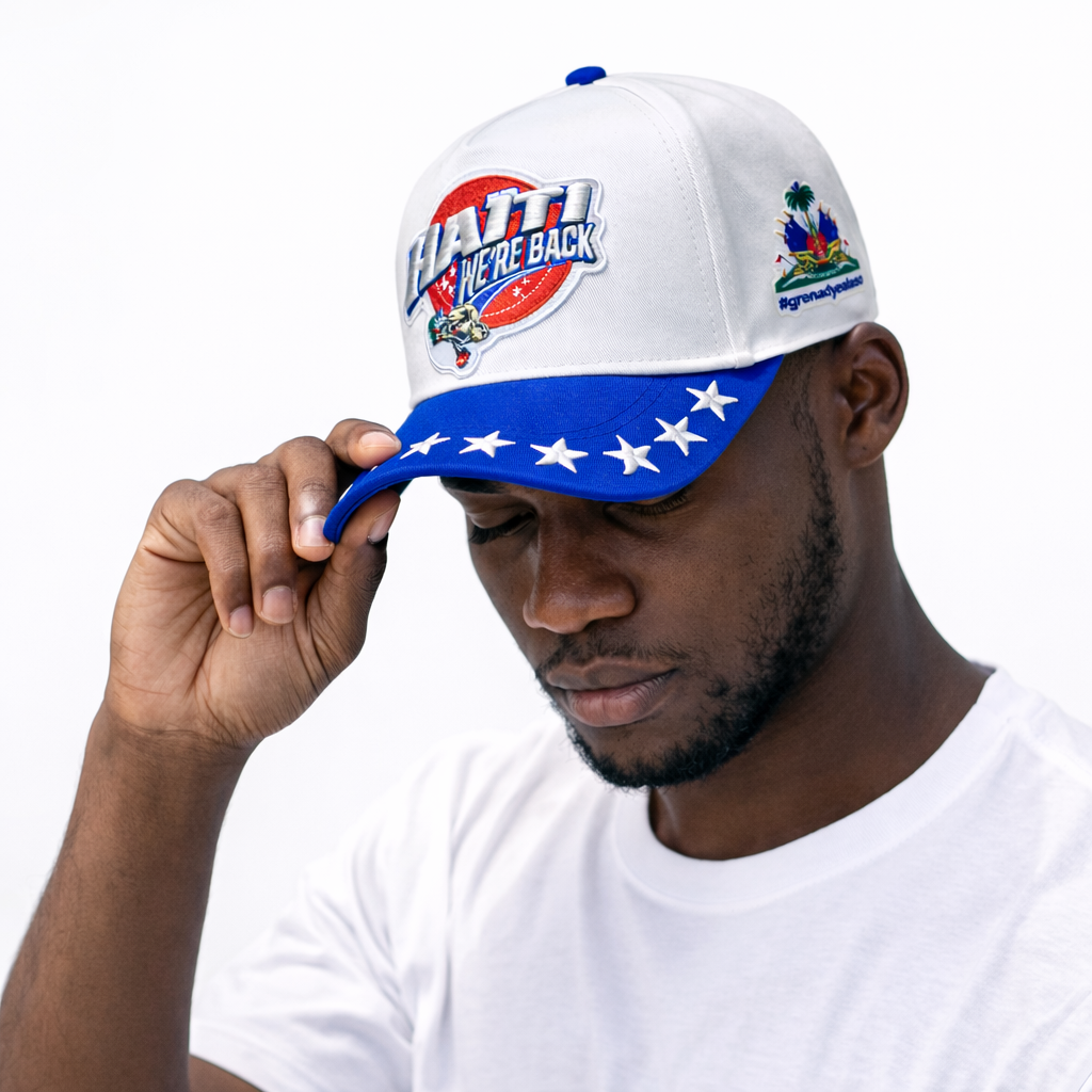 Adjustable Embroidered Baseball Cap We're Back Blue Brim Cap