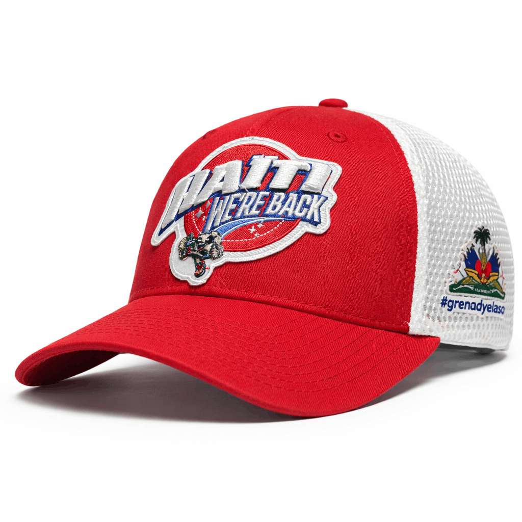 Adjustable Trucker Hat WE’RE BACK White Mesh Edition