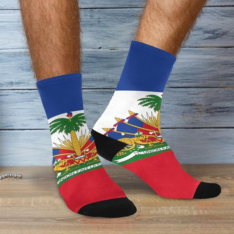 Haitian Coat of Arms Athletic Crew Socks – Haiti Pride Performance Socks