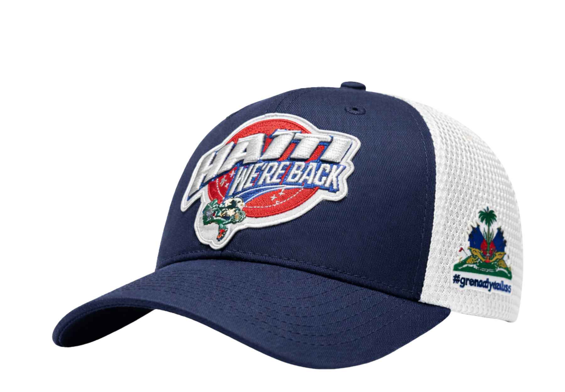 Adjustable Trucker Hat WE’RE BACK White Mesh Edition