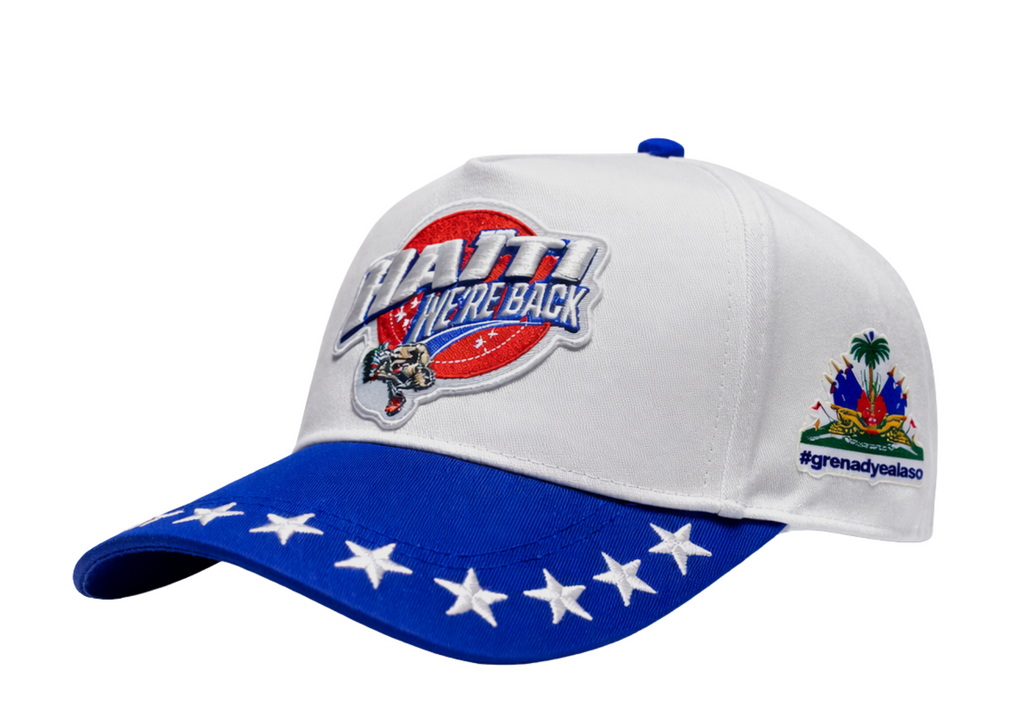 Adjustable Embroidered Baseball Cap We're Back Blue Brim Cap