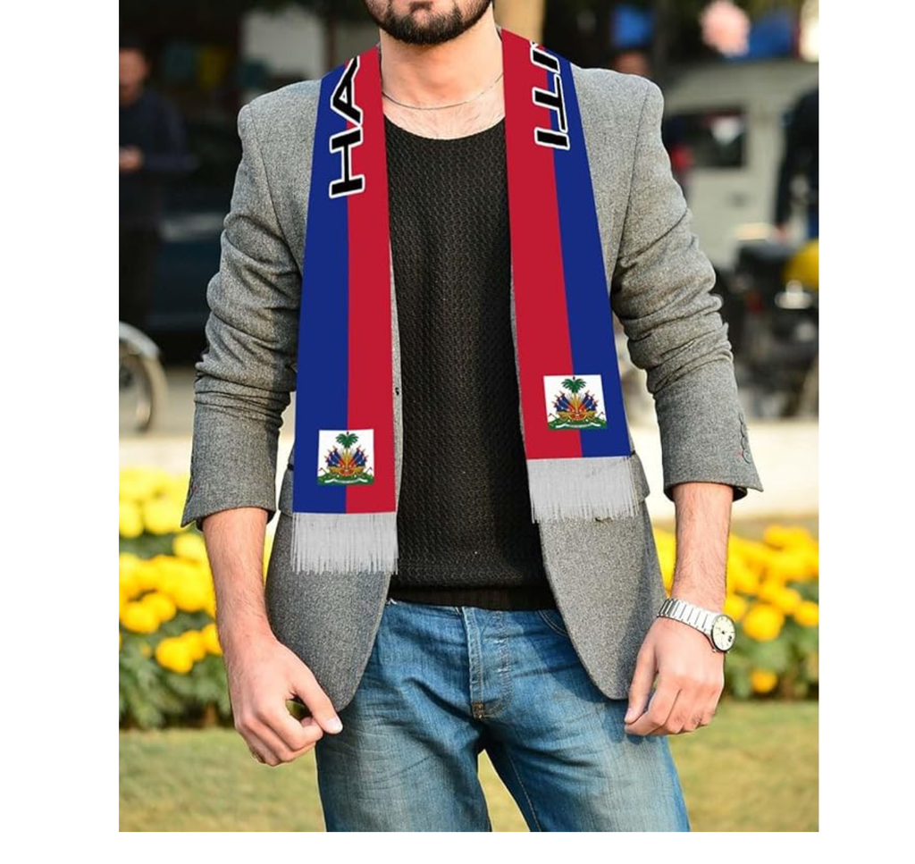 Haiti Flag Scarf, 5FT Long Haitian Velvet Shawl,150×18cm Decor For Sport Parade Graduation Banner